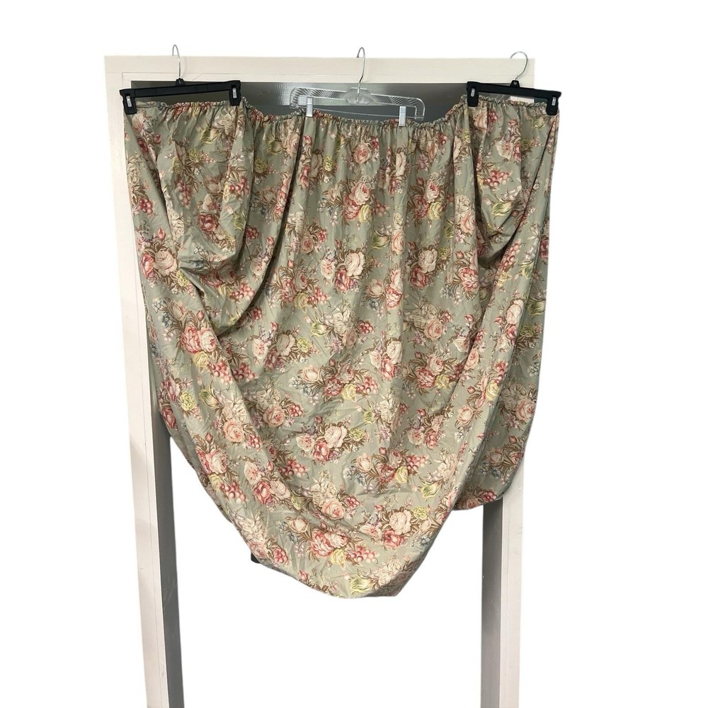 Vtg Ralph Lauren CHARLOTTE Sage Green Floral Rose FULL Fitted Sheet Shabby Chic